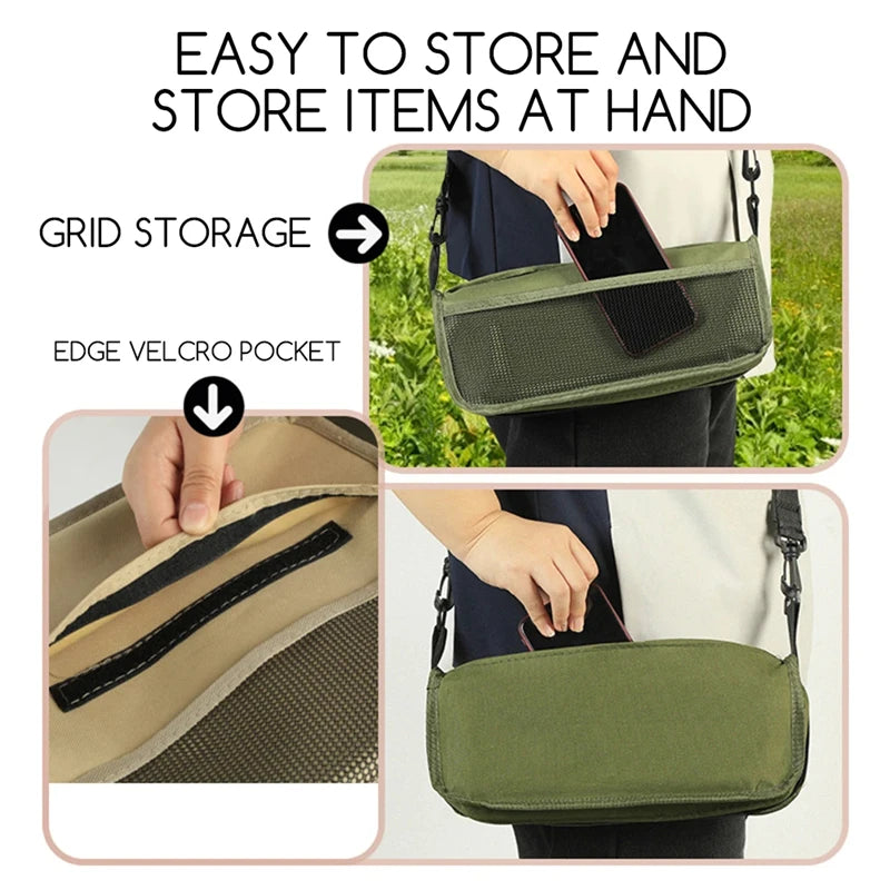 2 in 1 Folding Stool for Outdoor Chairs and Storage | Leisure, Camping, Hiking Fishing Trips Shoulder Bag Style Portable Stool