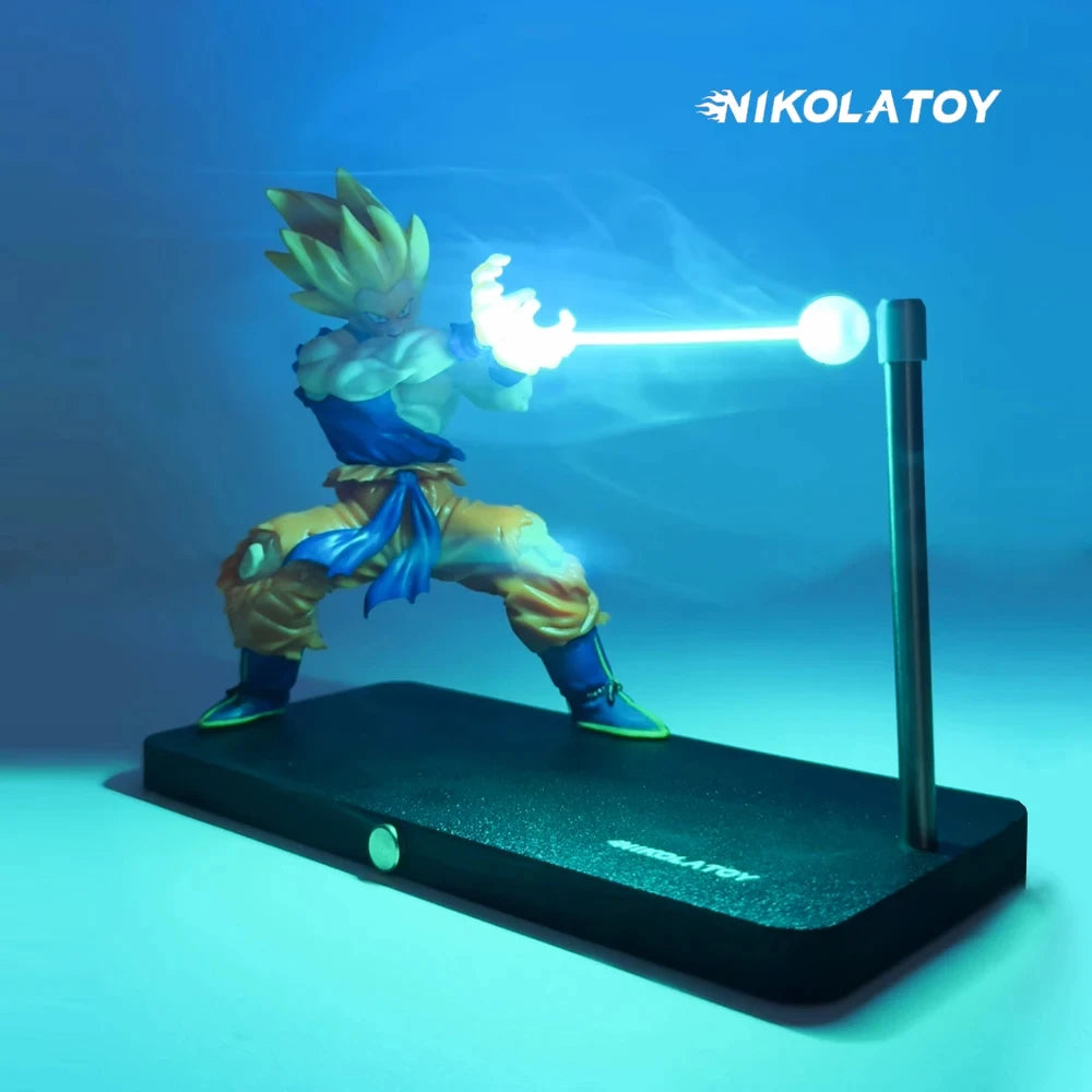 NikolaToy Dragon Ball Kakarotto Son Goku Kamehameha Wave Magnetic Light Lamp Model Ornament Anime Action Figure Collectible Gift