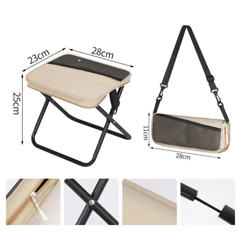 2 in 1 Folding Stool for Outdoor Chairs and Storage | Leisure, Camping, Hiking Fishing Trips Shoulder Bag Style Portable Stool