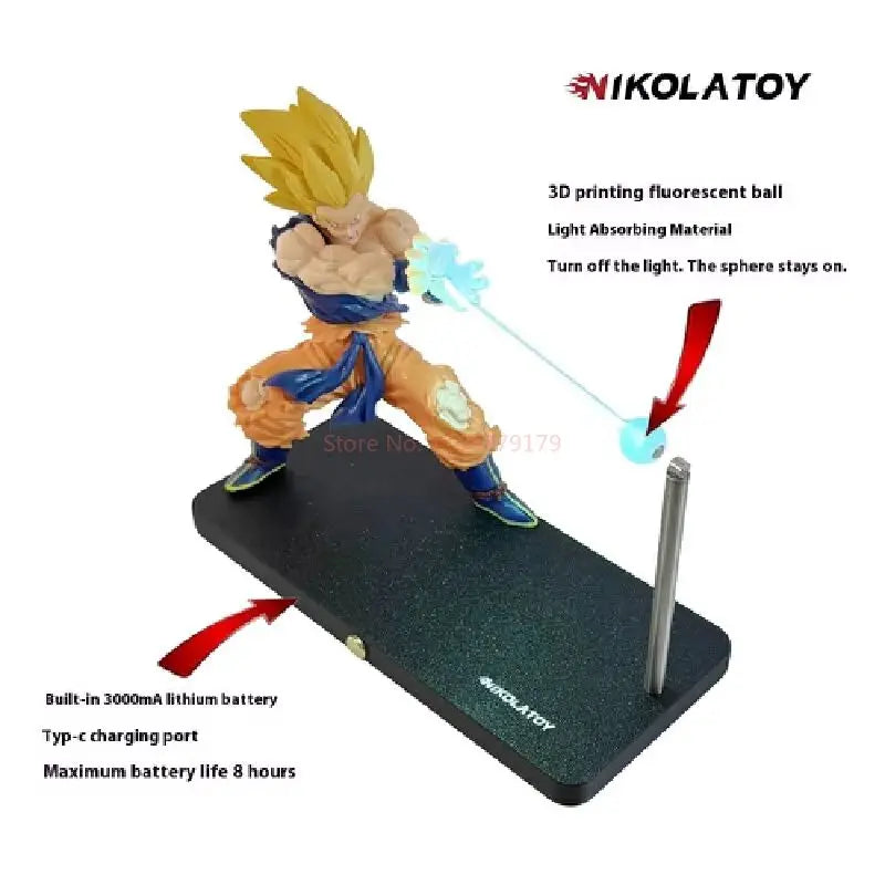 NikolaToy Dragon Ball Kakarotto Son Goku Kamehameha Wave Magnetic Light Lamp Model Ornament Anime Action Figure Collectible Gift