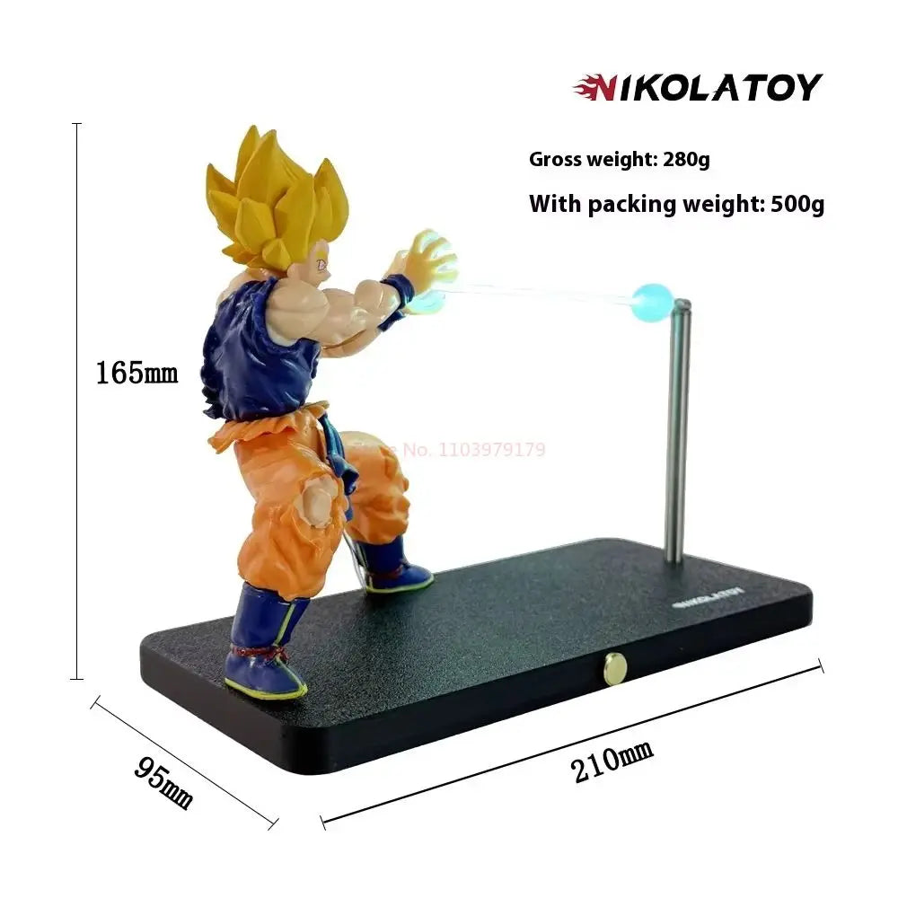 NikolaToy Dragon Ball Kakarotto Son Goku Kamehameha Wave Magnetic Light Lamp Model Ornament Anime Action Figure Collectible Gift