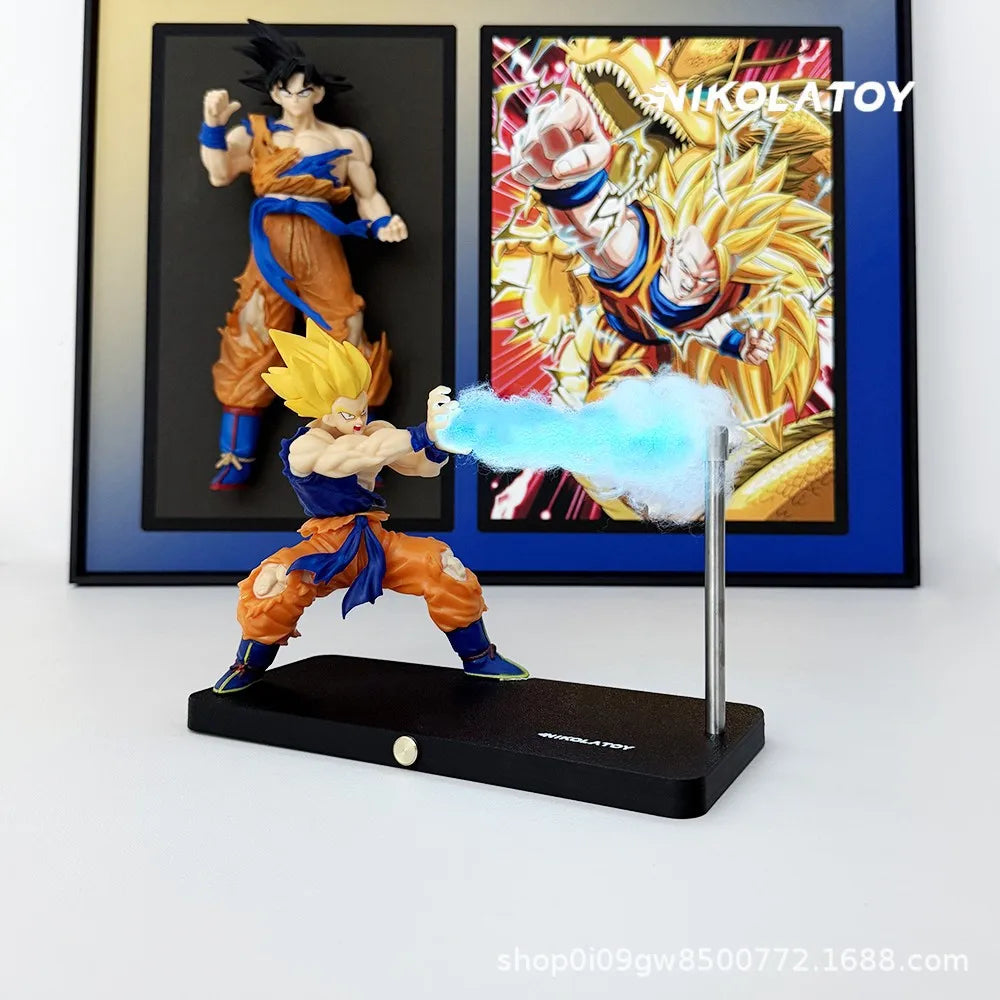 NikolaToy Dragon Ball Kakarotto Son Goku Kamehameha Wave Magnetic Light Lamp Model Ornament Anime Action Figure Collectible Gift
