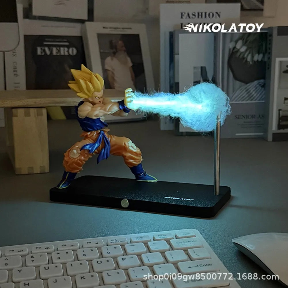 NikolaToy Dragon Ball Kakarotto Son Goku Kamehameha Wave Magnetic Light Lamp Model Ornament Anime Action Figure Collectible Gift