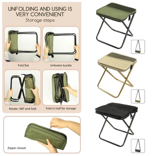2 in 1 Folding Stool for Outdoor Chairs and Storage | Leisure, Camping, Hiking Fishing Trips Shoulder Bag Style Portable Stool